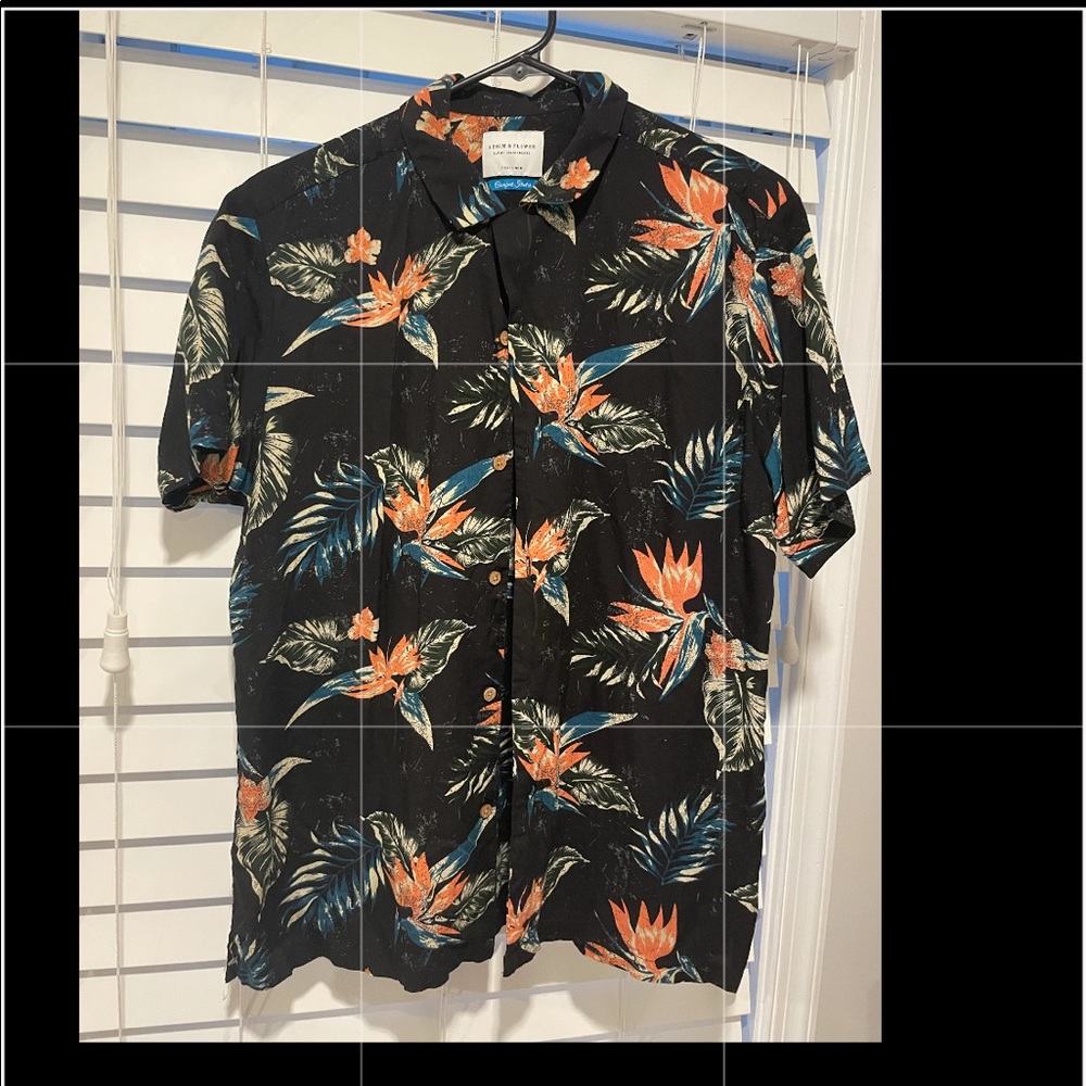 Demon & flower men’s button down